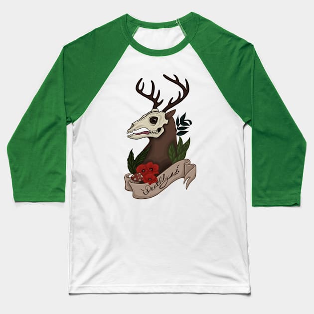 Deathly Deer Baseball T-Shirt by The Dinky Box